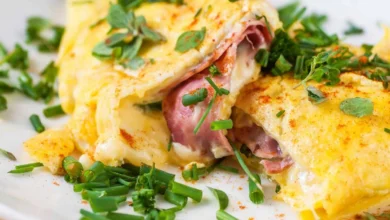 Receita de Omelete de queijo e presunto