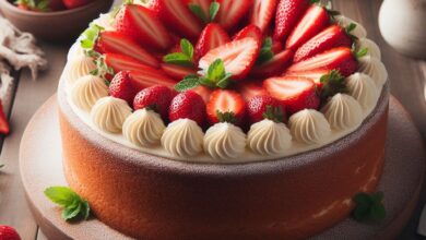 Bolo de morango cremoso