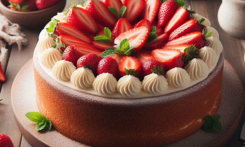 Bolo de morango cremoso
