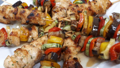 Espetinho de Frango com Legumes