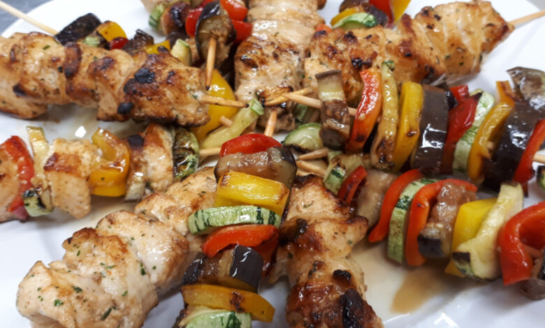 Espetinho de Frango com Legumes