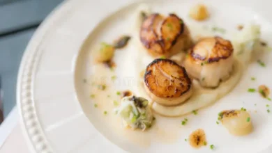 Espuma de Ervilhas com Vieiras Grelhadas